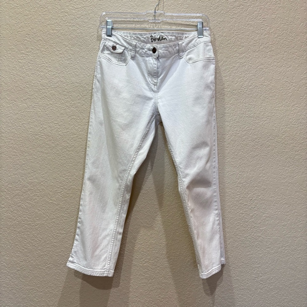 Boden Straight Leg Crop Jean in White Size 8R Preppy Summer
